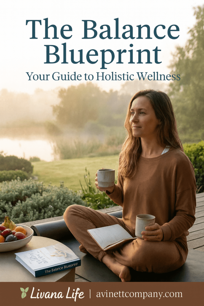 Woman practicing holistic wellness for women by journaling and drinking tea in nature.