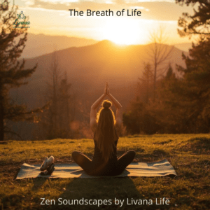 Zen Soundscapes album cover for Vinyasa Flow – The Breath of Life featuring a peaceful yoga silhouette.
